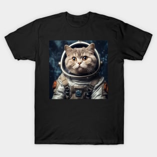 Astronaut Cat in Space - British Shorthair T-Shirt